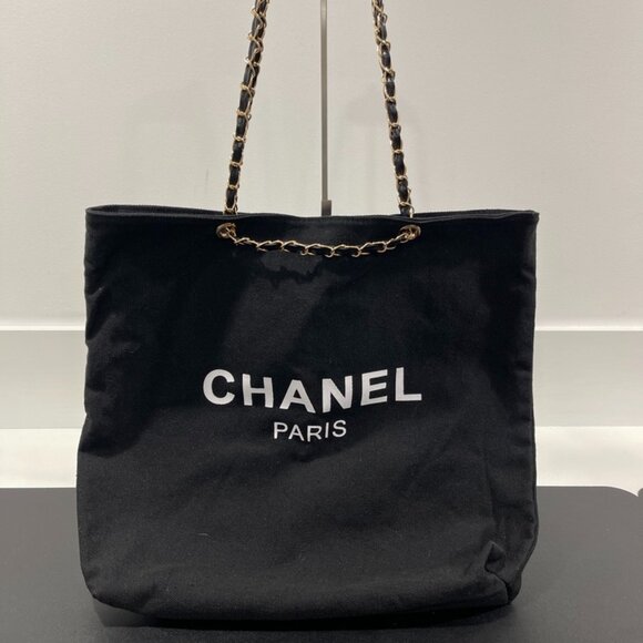 Unbranded Canvas Tote Chanel Inspired Black/White (JB1348) - Picture 1 of 5